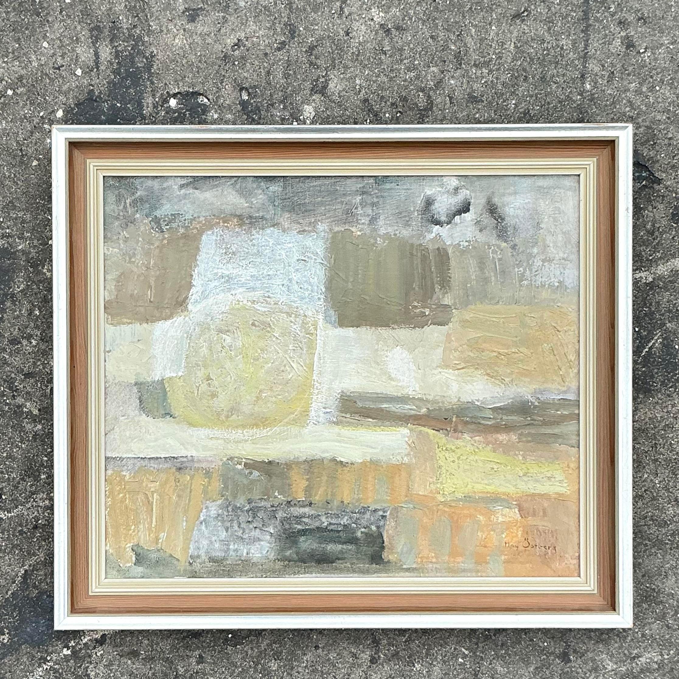 Vintage By 1966 Olio astratto originale su tavola in vendita 2