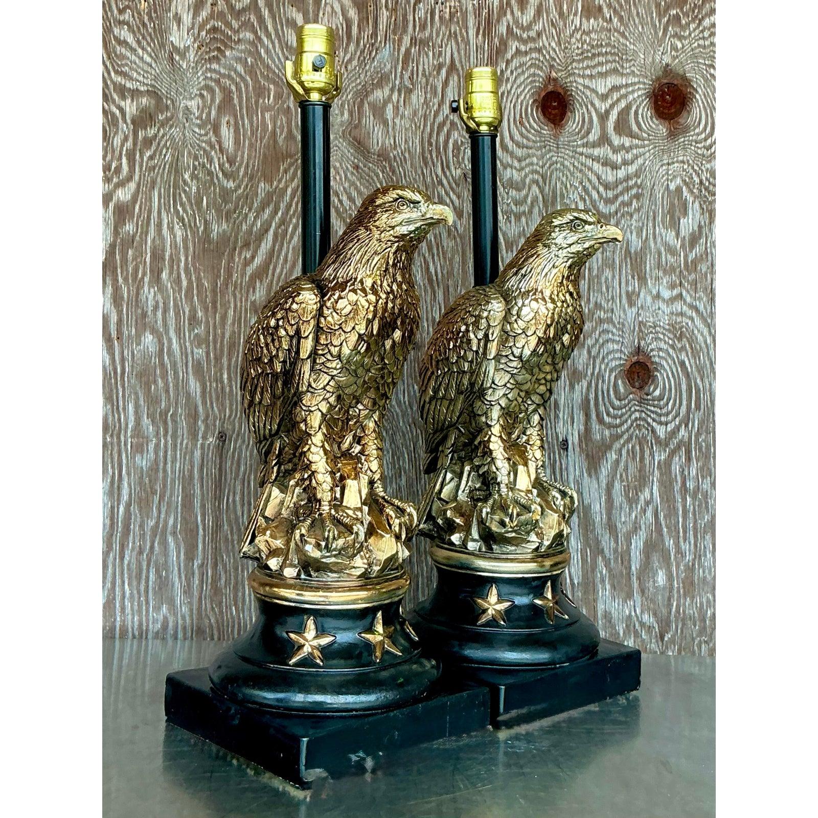 Lámparas Águila Doradas Vintage Boho 1968 Pieri Tullio - Pareja mediados del siglo XX en venta