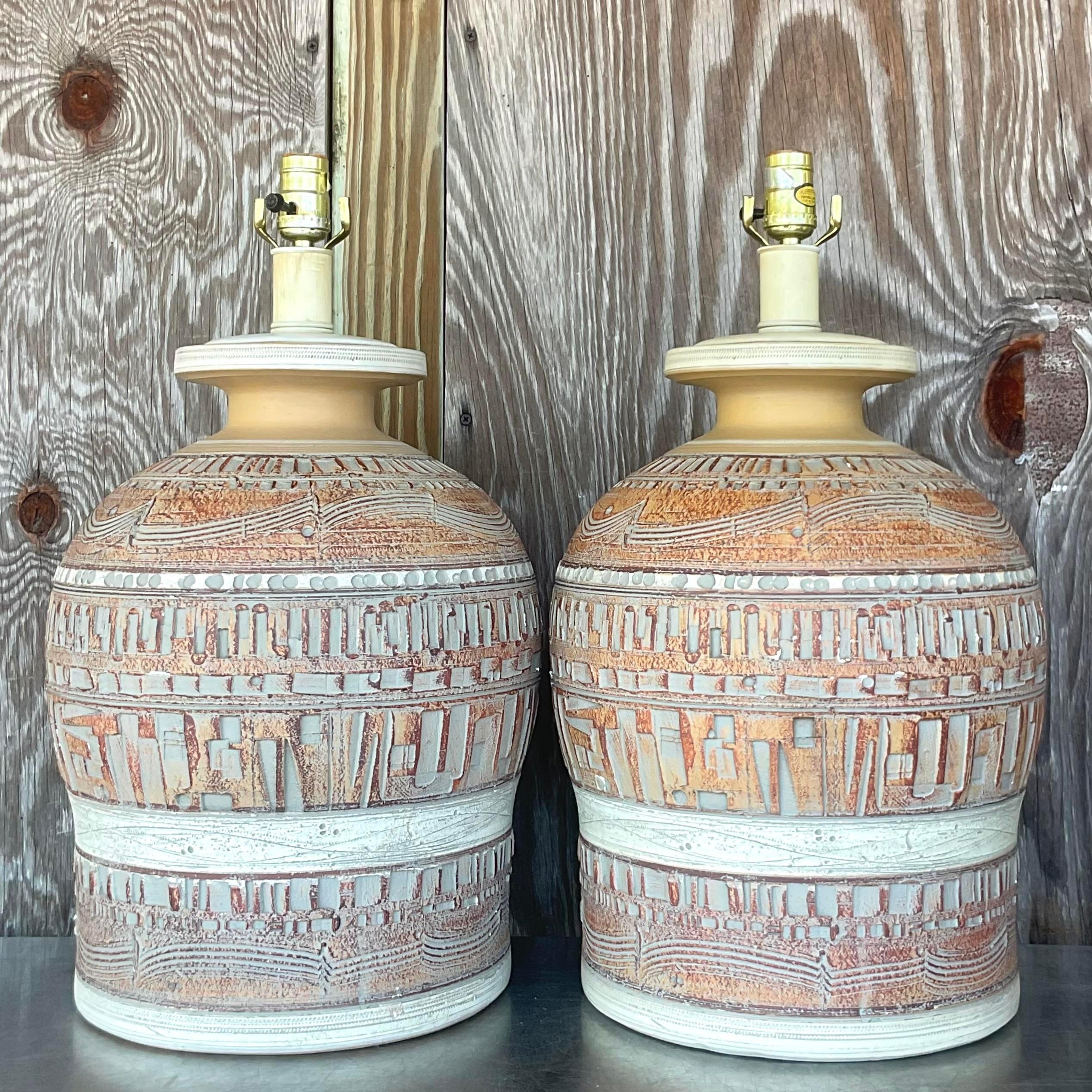 Lámparas casuales vintage boho de los años 70 - un par en Bueno estado para la venta en west palm beach, FL
