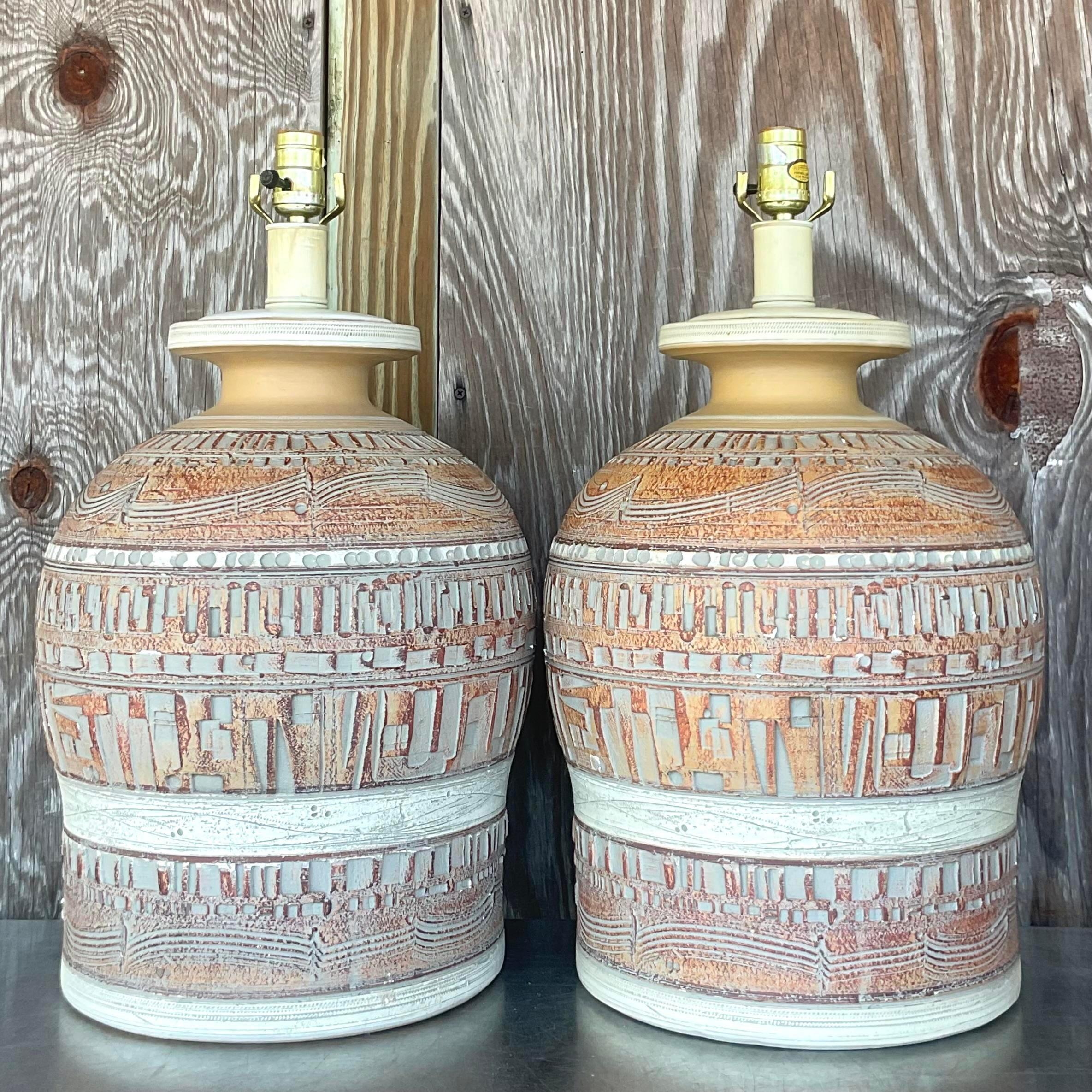 Lámparas casuales vintage boho de los años 70 - un par siglo XX en venta
