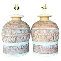 Vintage Boho 1970s Casual Lamps - a Pair