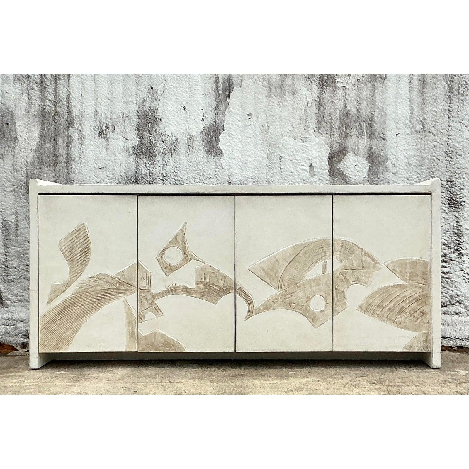 Credenza in gesso francese vintage Boho anni '70 in vendita 3
