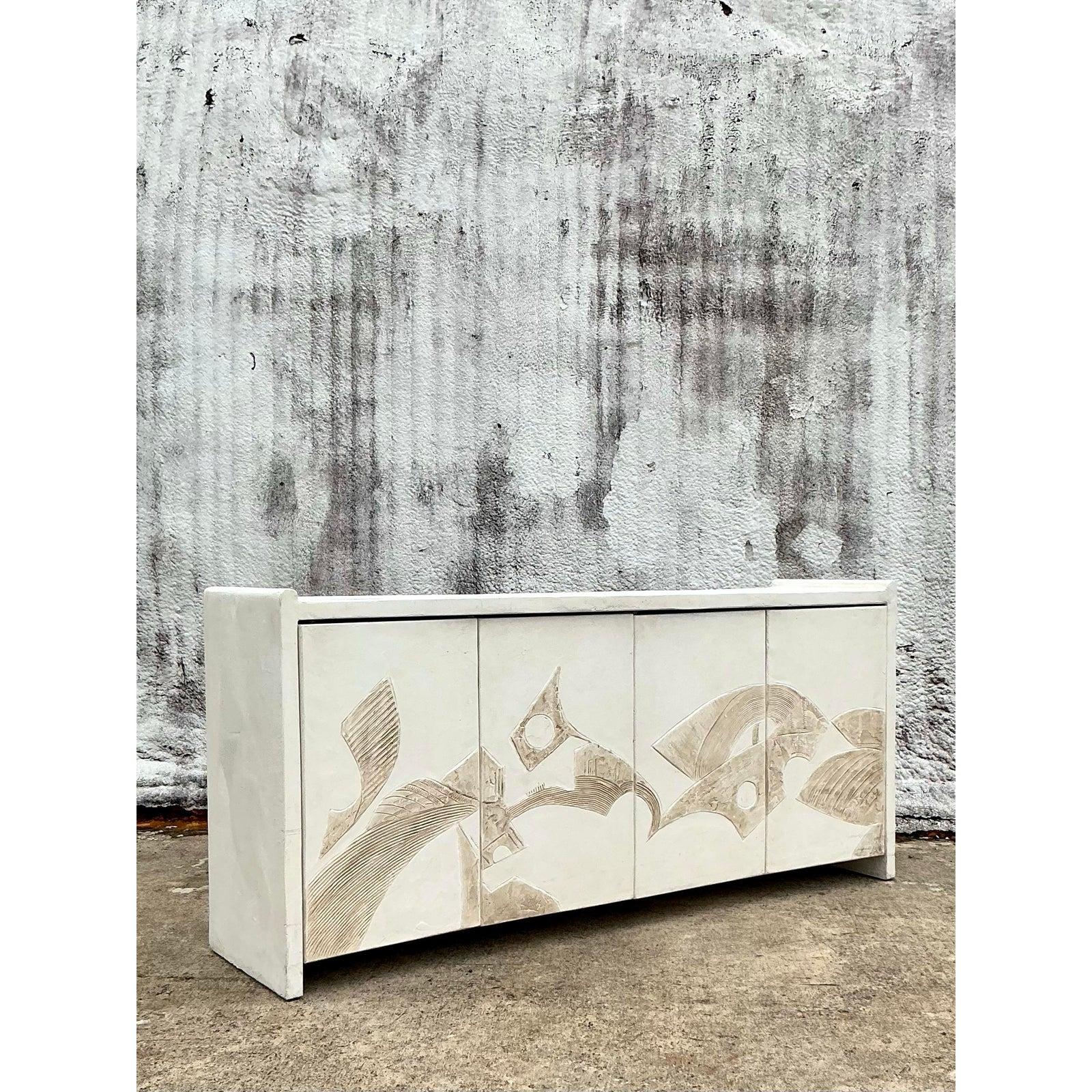 Credenza in gesso francese vintage Boho anni '70 in vendita 4