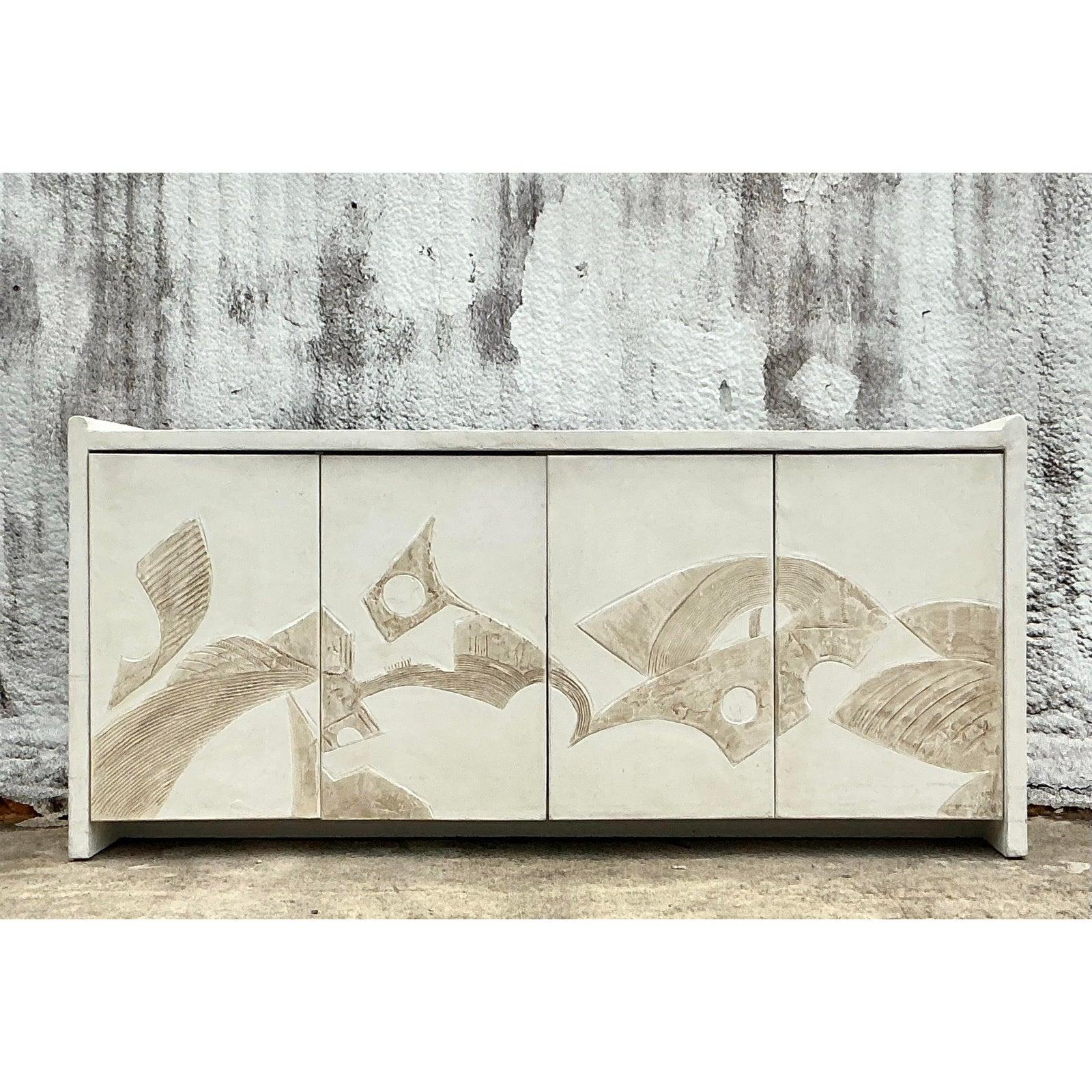 Credenza in gesso francese vintage Boho anni '70 in vendita 5