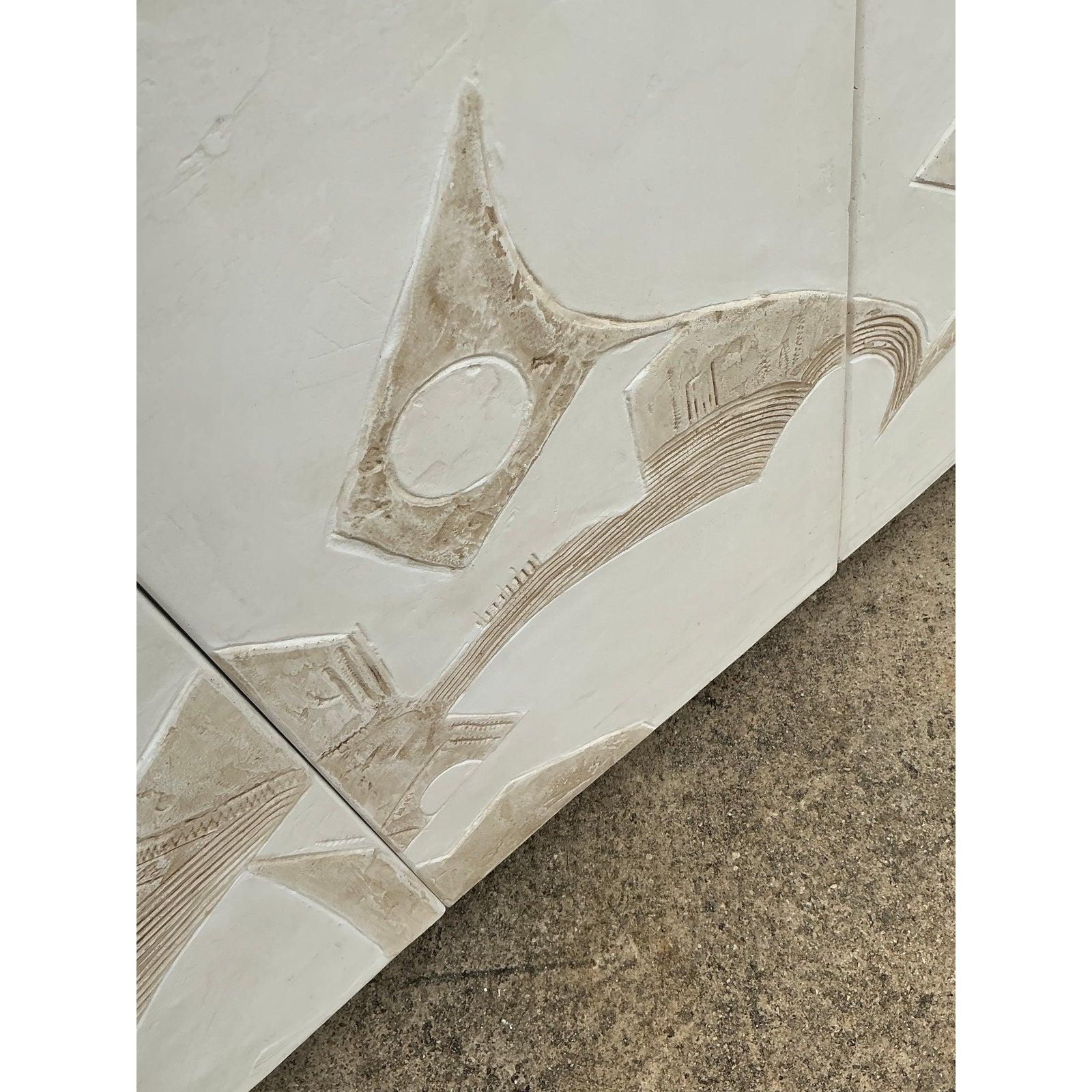 Mid-Century moderno Credenza in gesso francese vintage Boho anni '70 in vendita