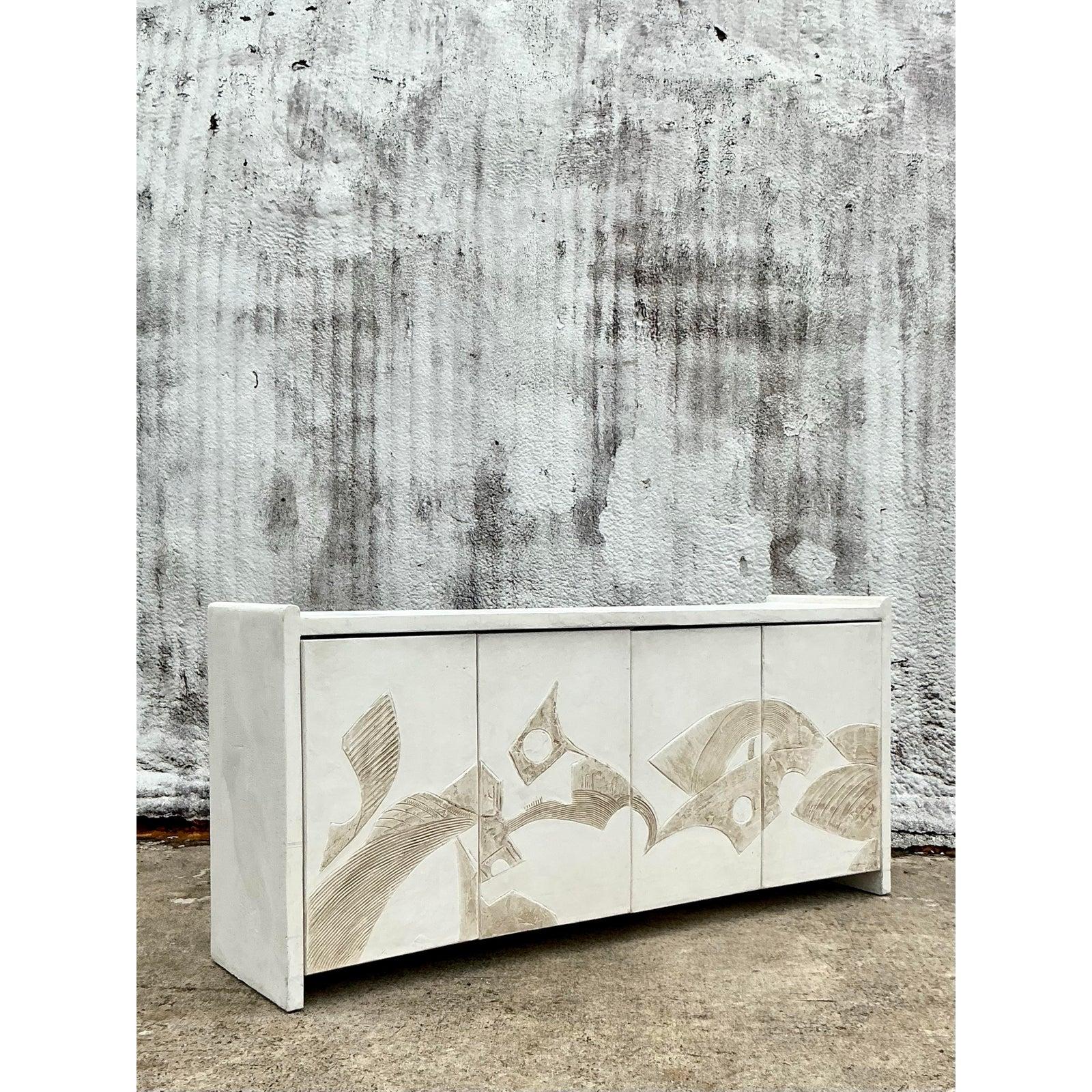 Francese Credenza in gesso francese vintage Boho anni '70 in vendita