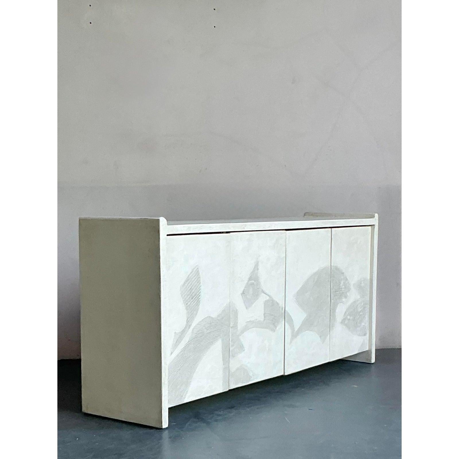 Credenza francesa de yeso vintage boho de los años 70 Francés en venta
