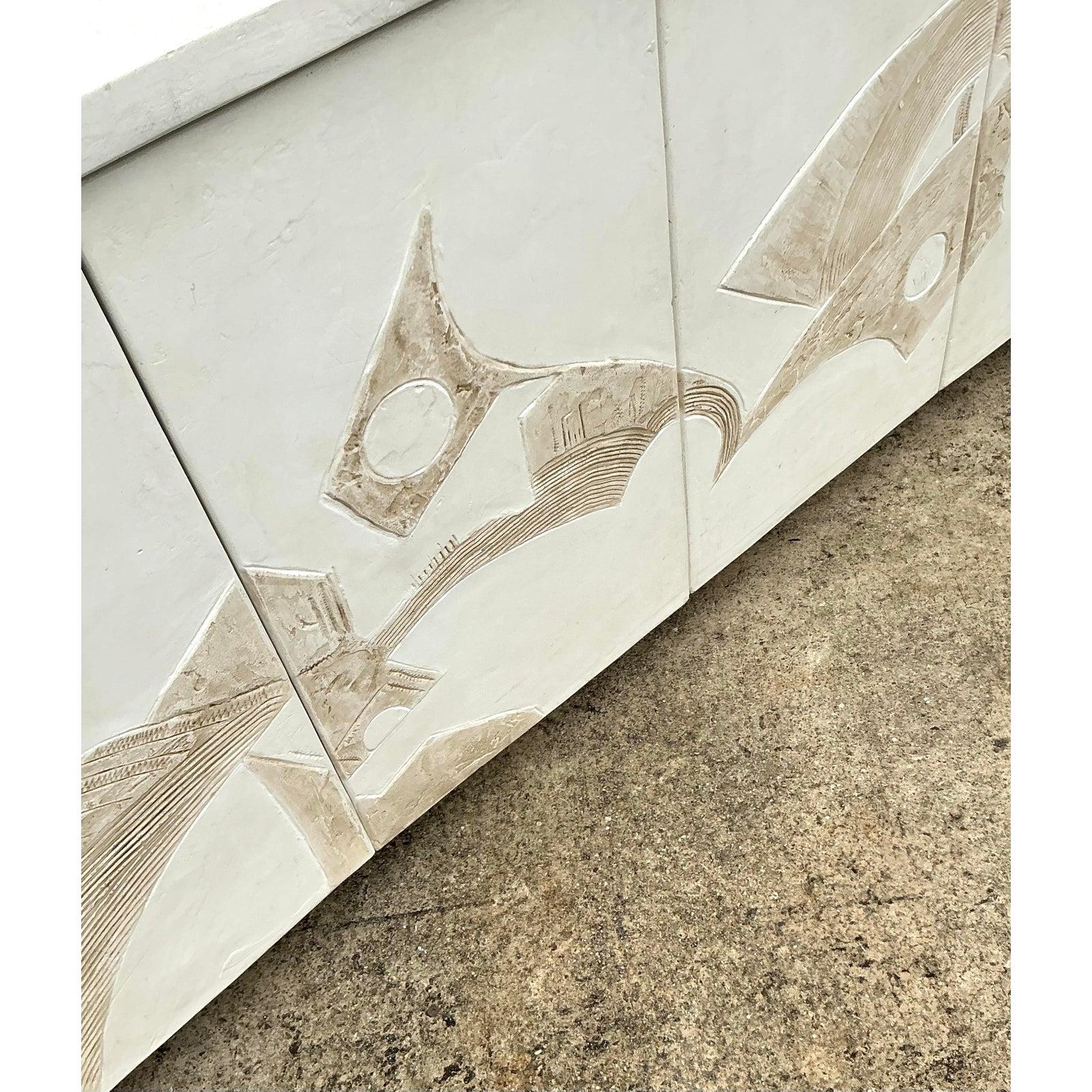 Credenza in gesso francese vintage Boho anni '70 In condizioni buone in vendita a West Palm Beach, FL