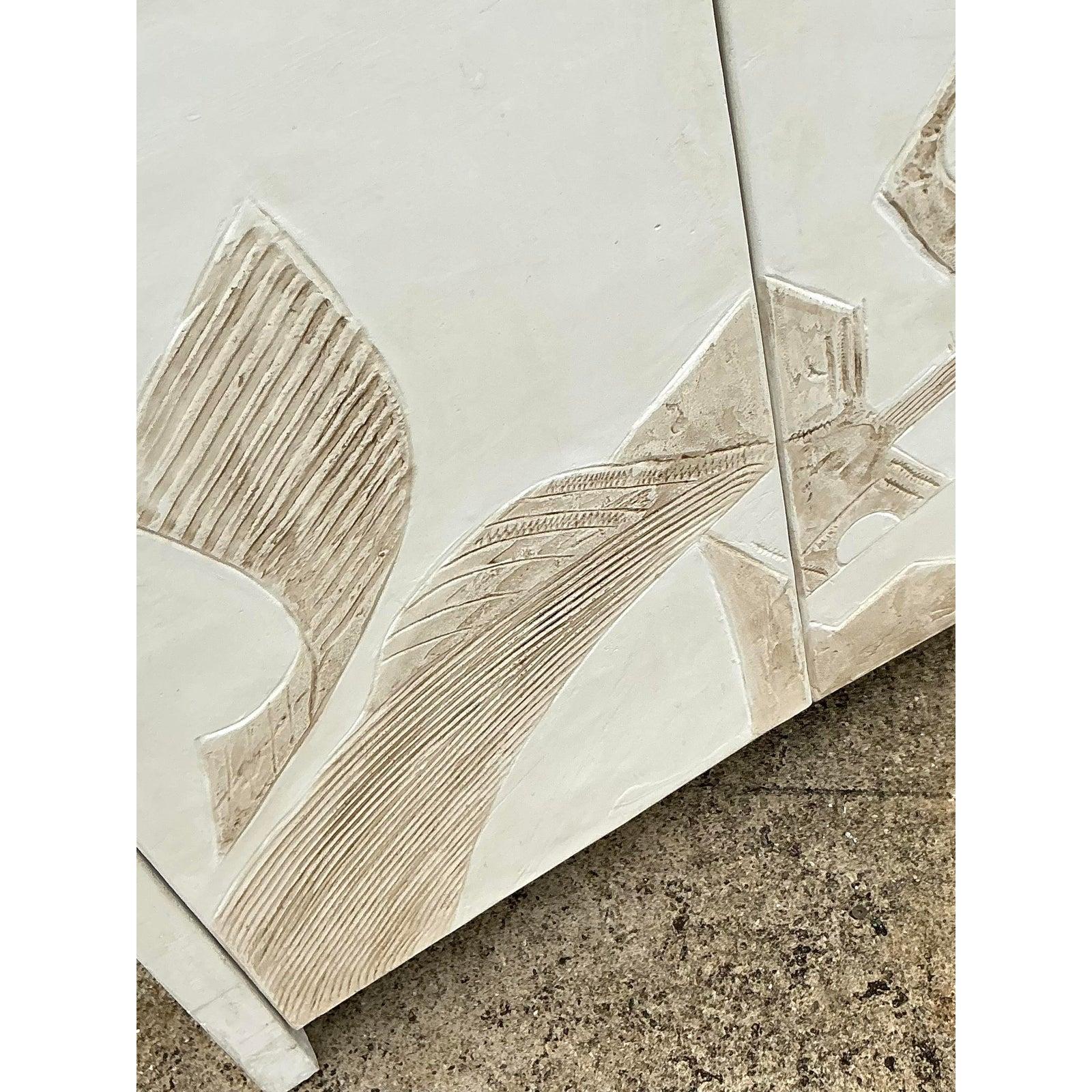 XX secolo Credenza in gesso francese vintage Boho anni '70 in vendita