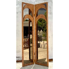 Vintage Boho 1970s Italian Vivai Del Sud Bamboo Palm Tree Room Divider