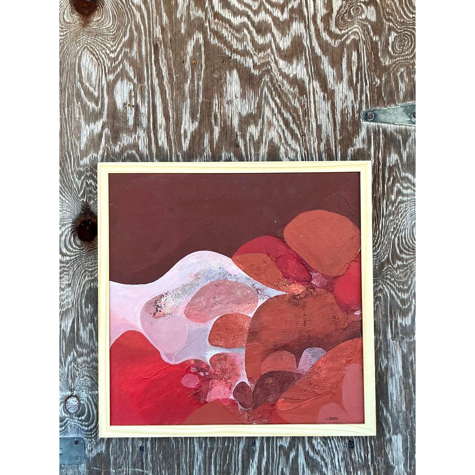 Vintage Boho 1970er Original Abstraktes Ölgemälde auf Leinwand im Zustand „Gut“ im Angebot in West Palm Beach, FL