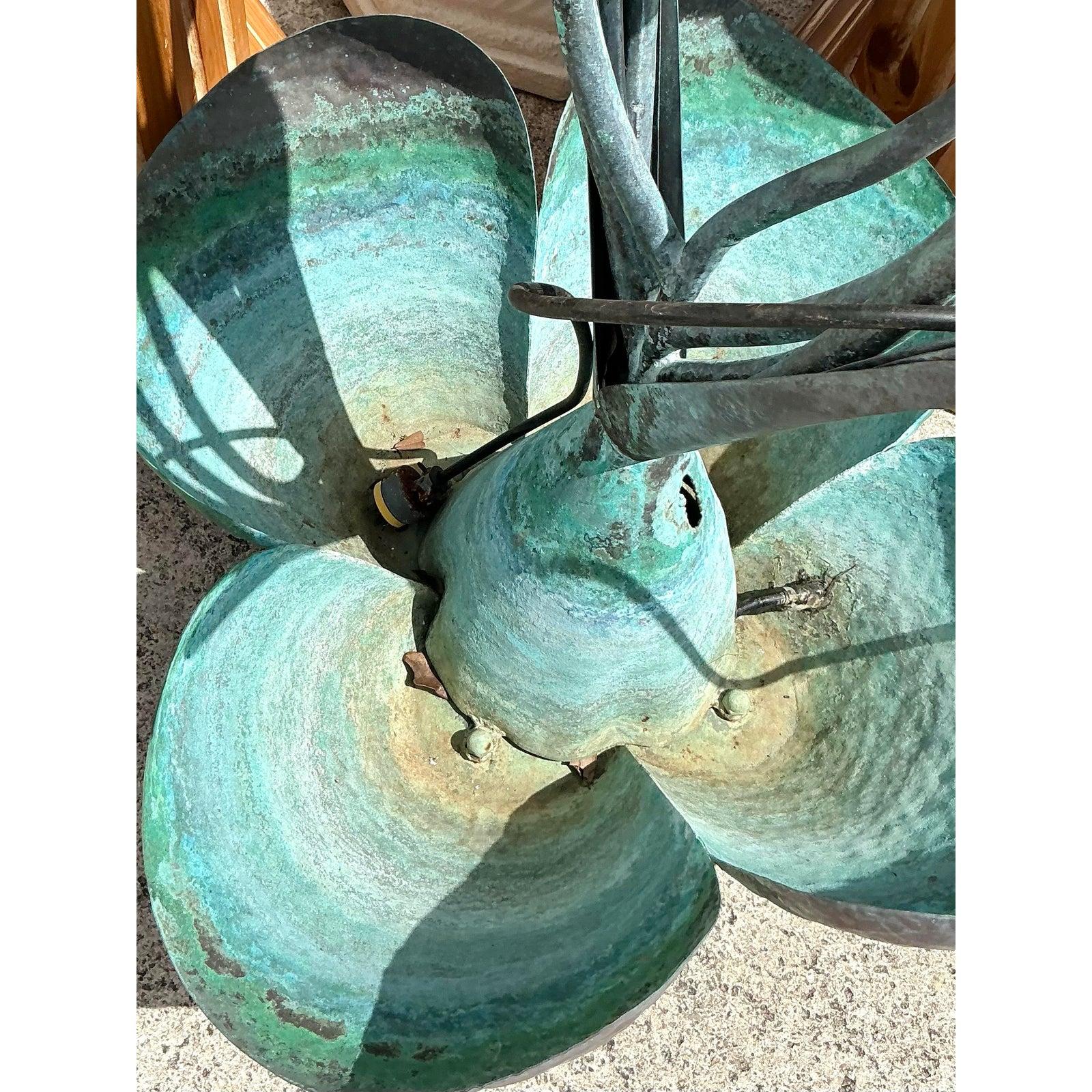Late 20th Century Vintage Boho 1970s Verdigris Abstract Organic Fountain For Sale