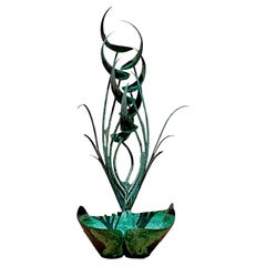 Vintage Boho 1970s Verdigris Abstract Organic Fountain