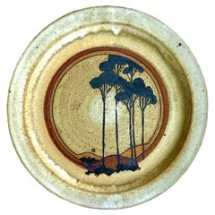 Assiette de poterie vintage Boho signée Studio Pottery, 1974