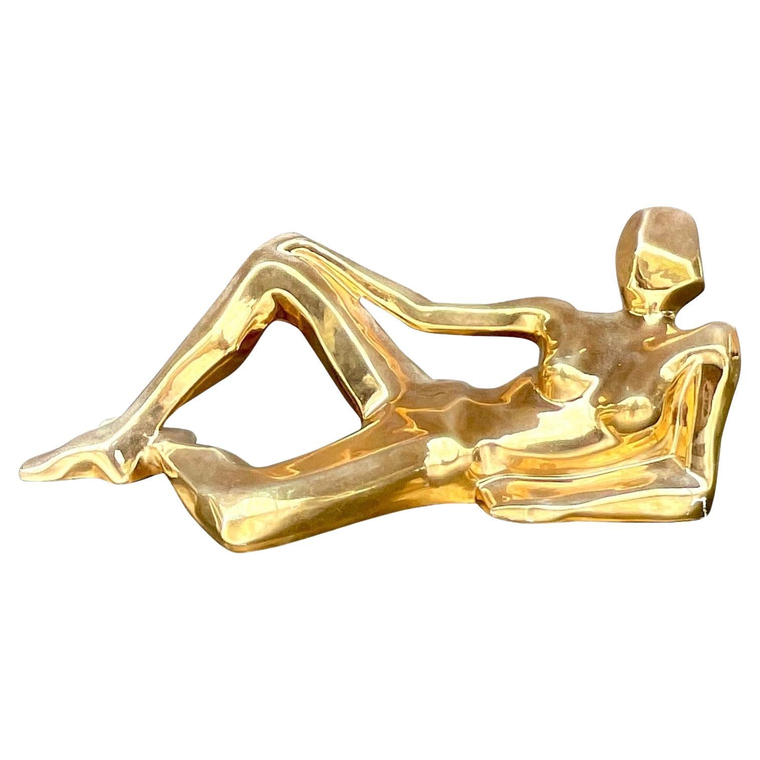 Vintage Boho 1976 Jaru Escultura Cubista de Cerámica de Mujer