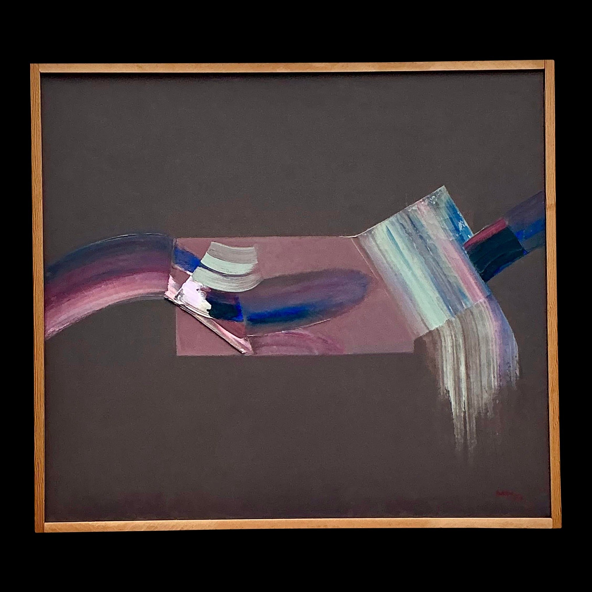 Vintage Boho 1977 Original Abstract Oil on Canvas For Sale at 1stDibs