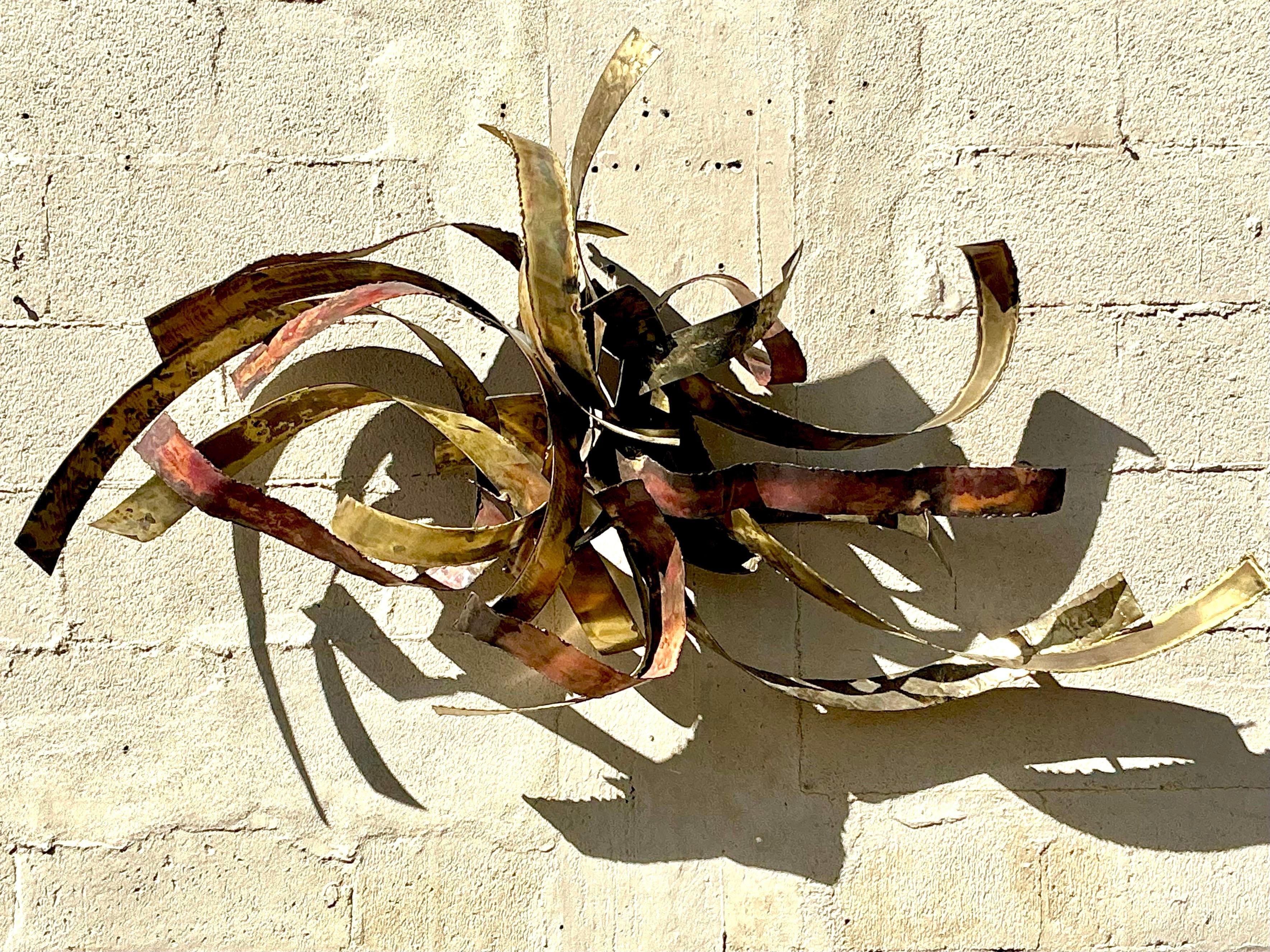 Vintage Boho 1980 Silas Seandel Brutalist Wall Sculpture In Good Condition For Sale In west palm beach, FL