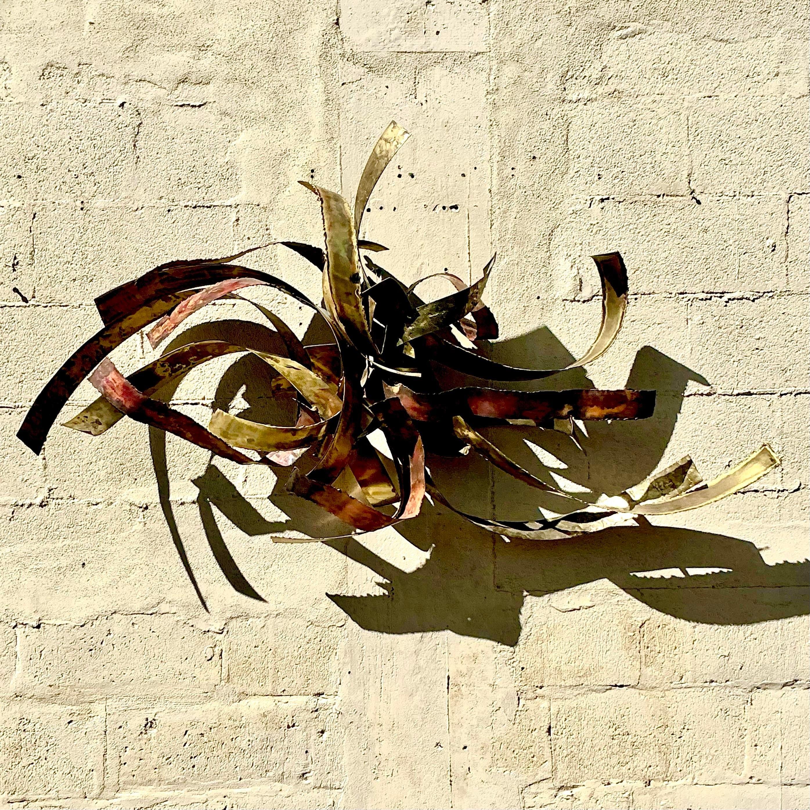 Late 20th Century Vintage Boho 1980 Silas Seandel Brutalist Wall Sculpture For Sale