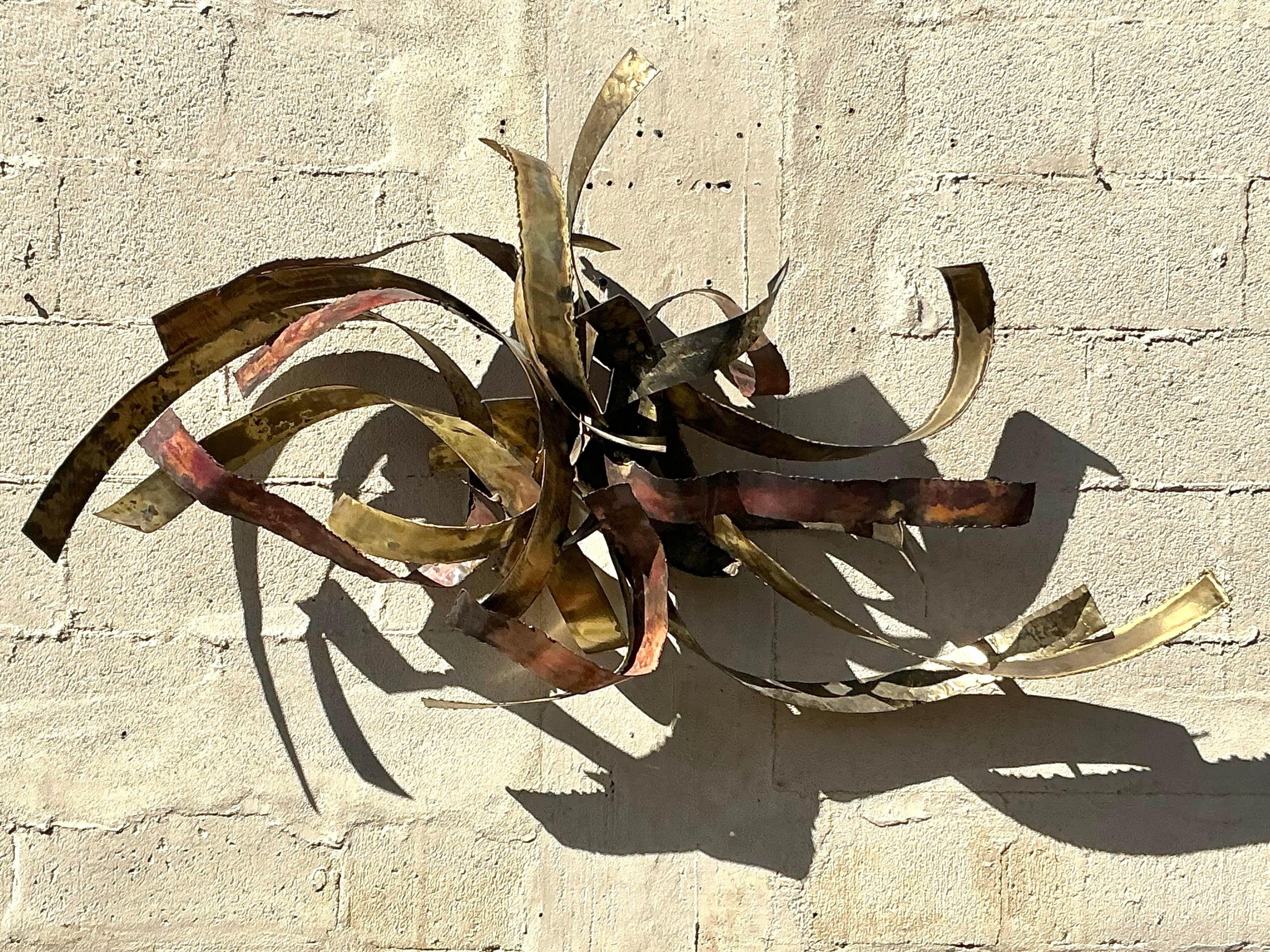 Vintage Boho 1980 Silas Seandel Brutalist Wall Sculpture For Sale 1