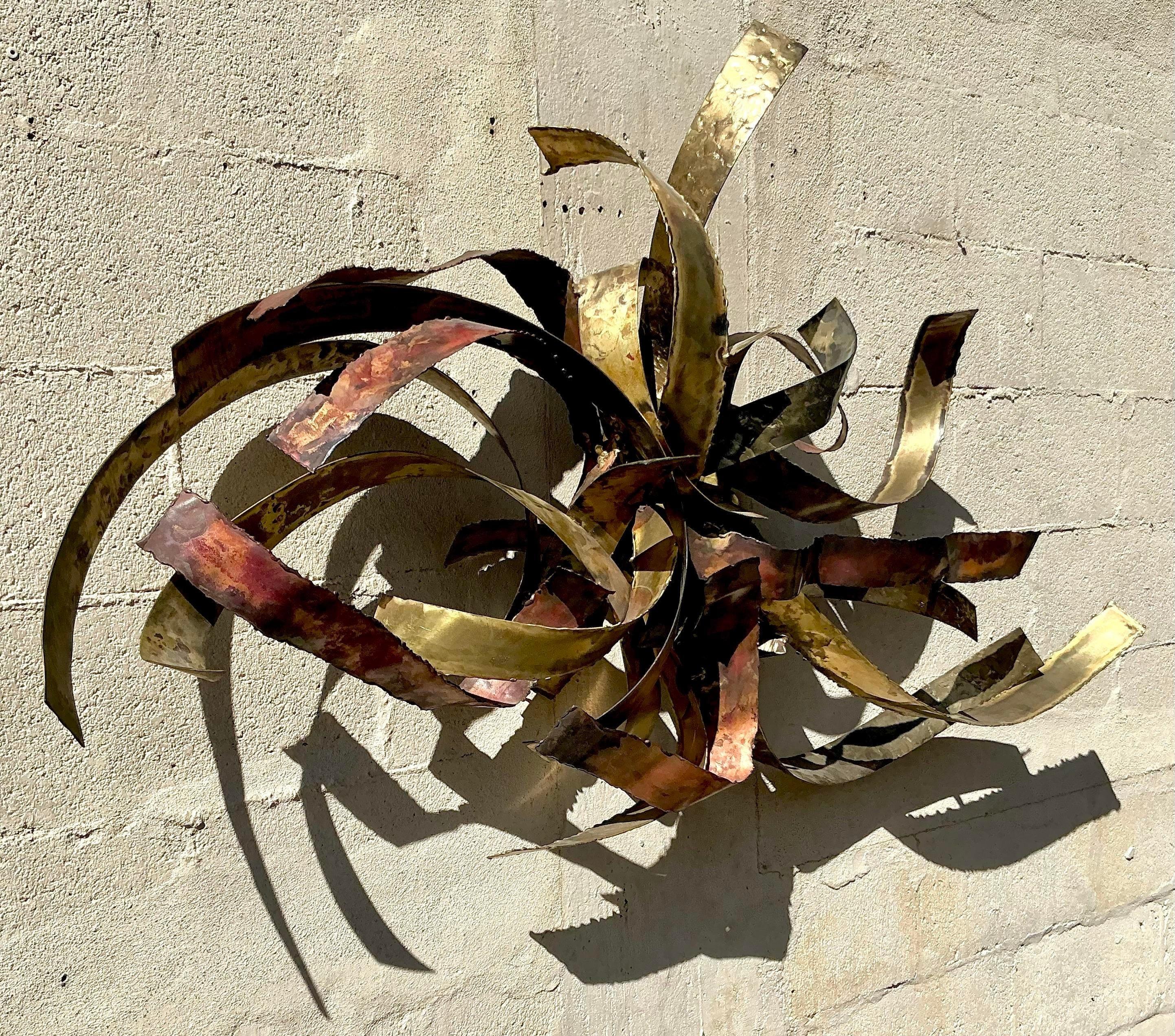 Vintage Boho 1980 Silas Seandel Brutalist Wall Sculpture For Sale 2