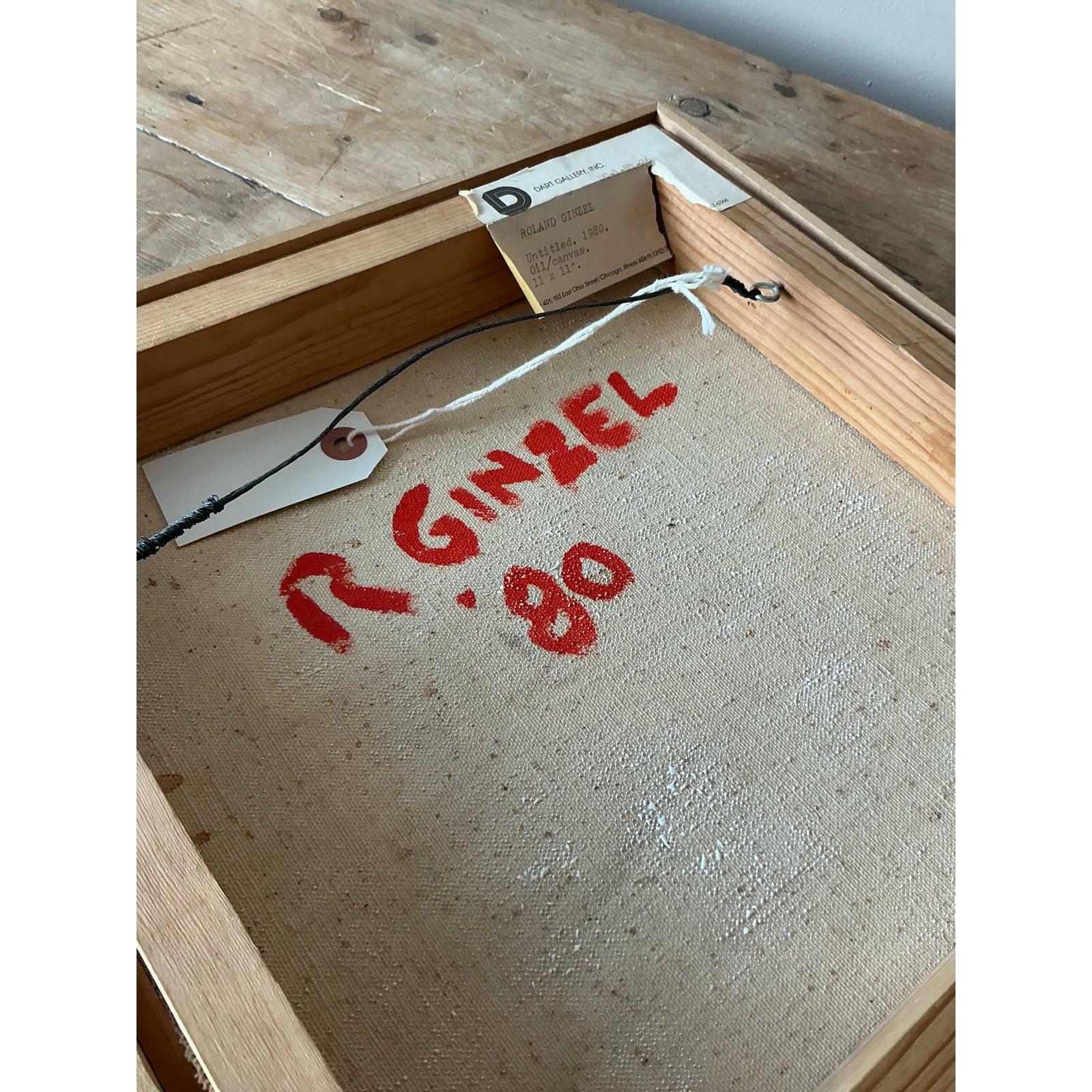 Vintage Boho 1980s abstrakte Ölgemälde auf Leinwand (Moderne) im Angebot