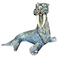 Vintage Boho 1980s Monumental Paper Mache Walrus