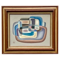 Peinture abstraite sur toile vintage Boho 1988