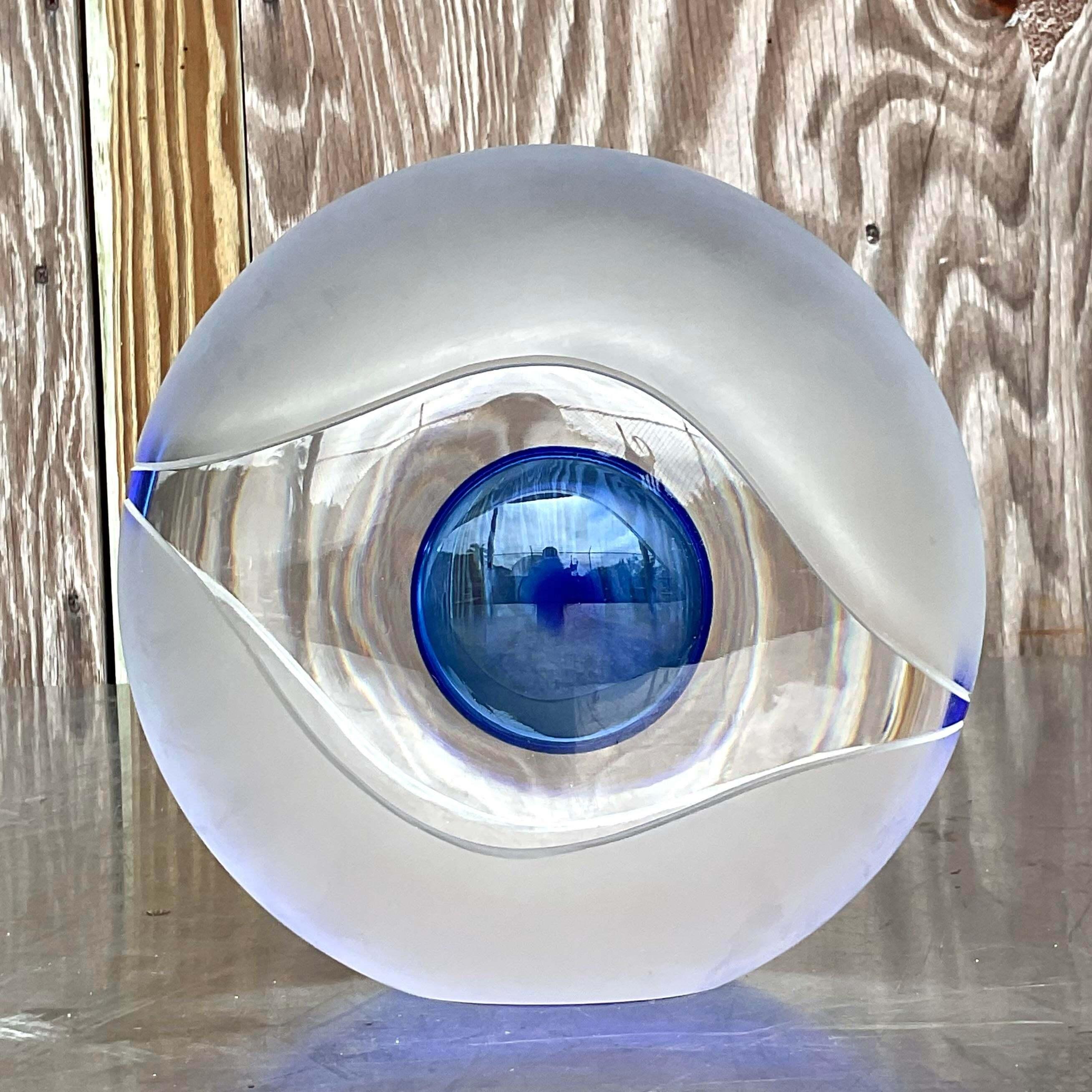 Vintage Boho 1992 Signed Murano Bisazza Vetro Art Glass Sculpture For Sale 2
