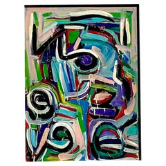 Vintage Boho 1996 Abstracto original sobre tabla