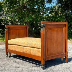 Vintage Boho 19th Century Austrian Walnut Biedermeier Trundle Bed