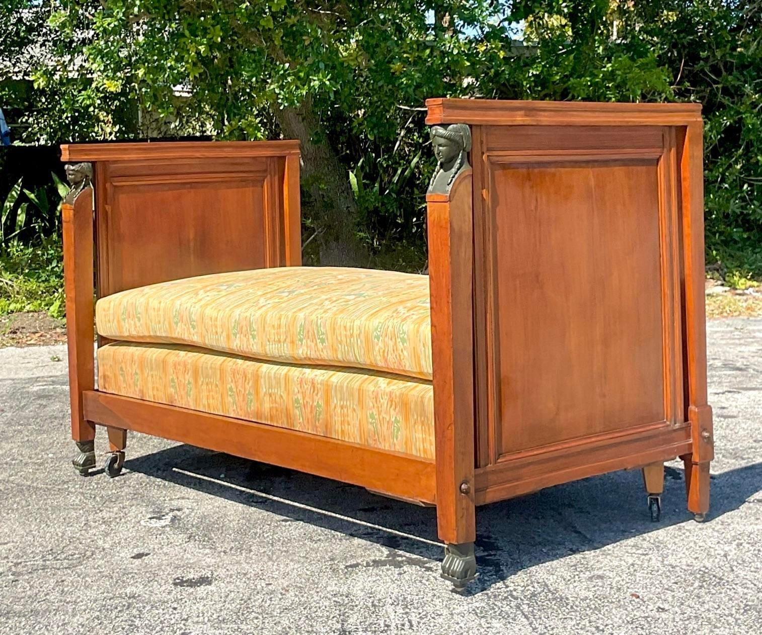 Vintage Boho 19th Century Austrian Walnut Biedermeier Trundle Bed For Sale 5