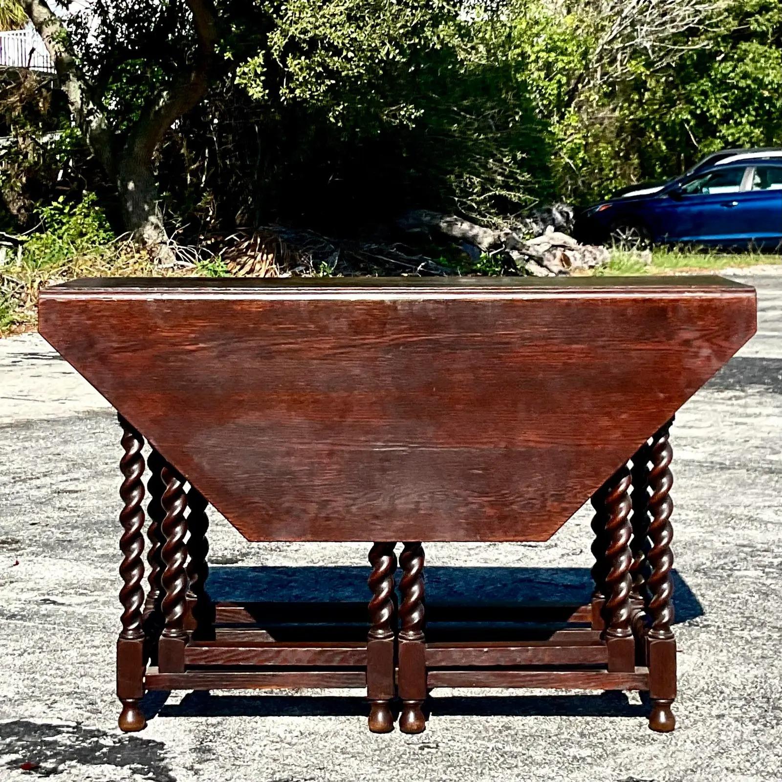 Vintage Boho 19th Century Barley Twist Gate Leg Drop Leaf Table 5