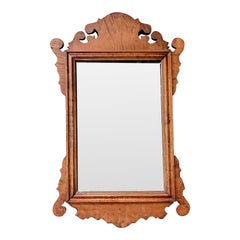 Vintage Boho 19th Century Burl Wood Chippendale Mirror