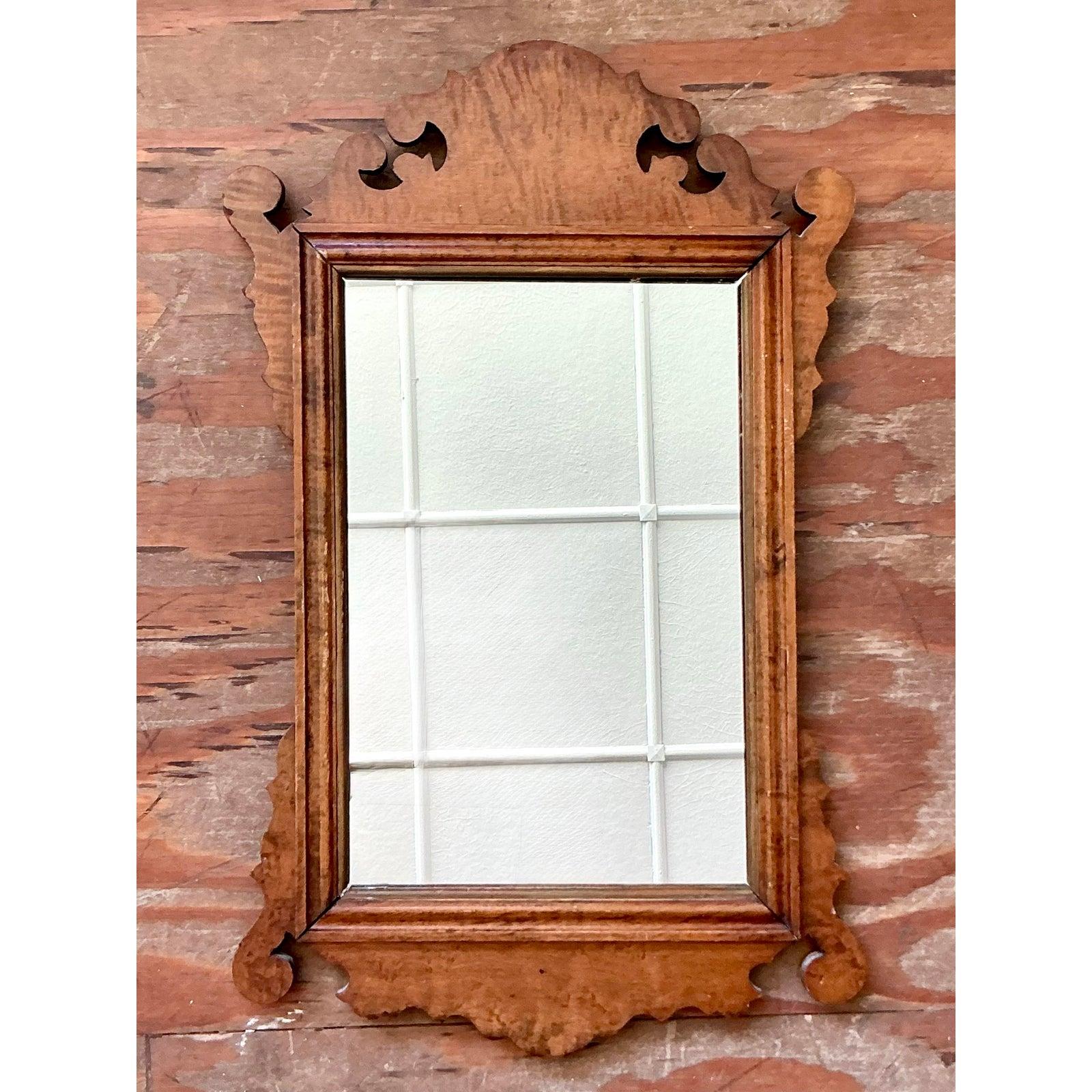 Américain Miroir Chippendale Vintage Boho 19ème siècle en bois de ronce en vente