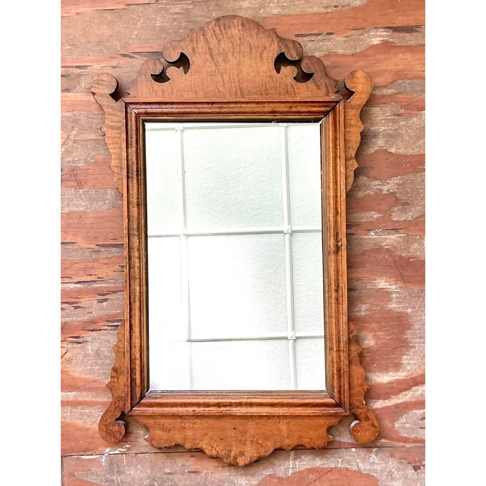 20ième siècle Miroir Chippendale Vintage Boho 19ème siècle en bois de ronce en vente