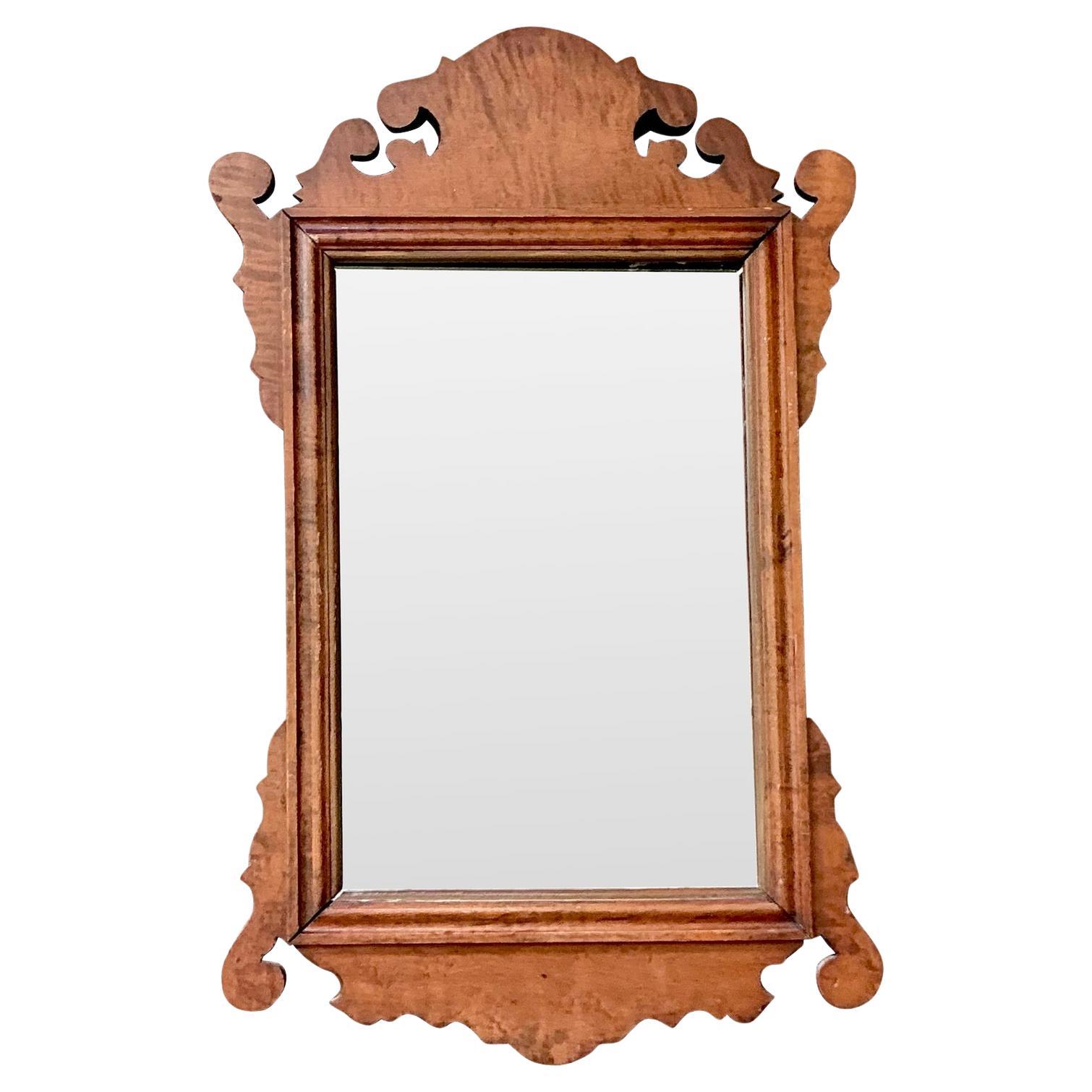 Miroir Chippendale Vintage Boho 19ème siècle en bois de ronce en vente