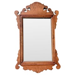 Vintage Boho 19th Century Burl Wood Chippendale Mirror