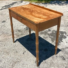 Vintage Boho 19th Century Carved Bamboo Writing Desk