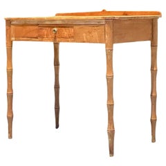 Vintage Boho-Schreibtisch aus geschnitztem Bambus, 19. Jahrhundert