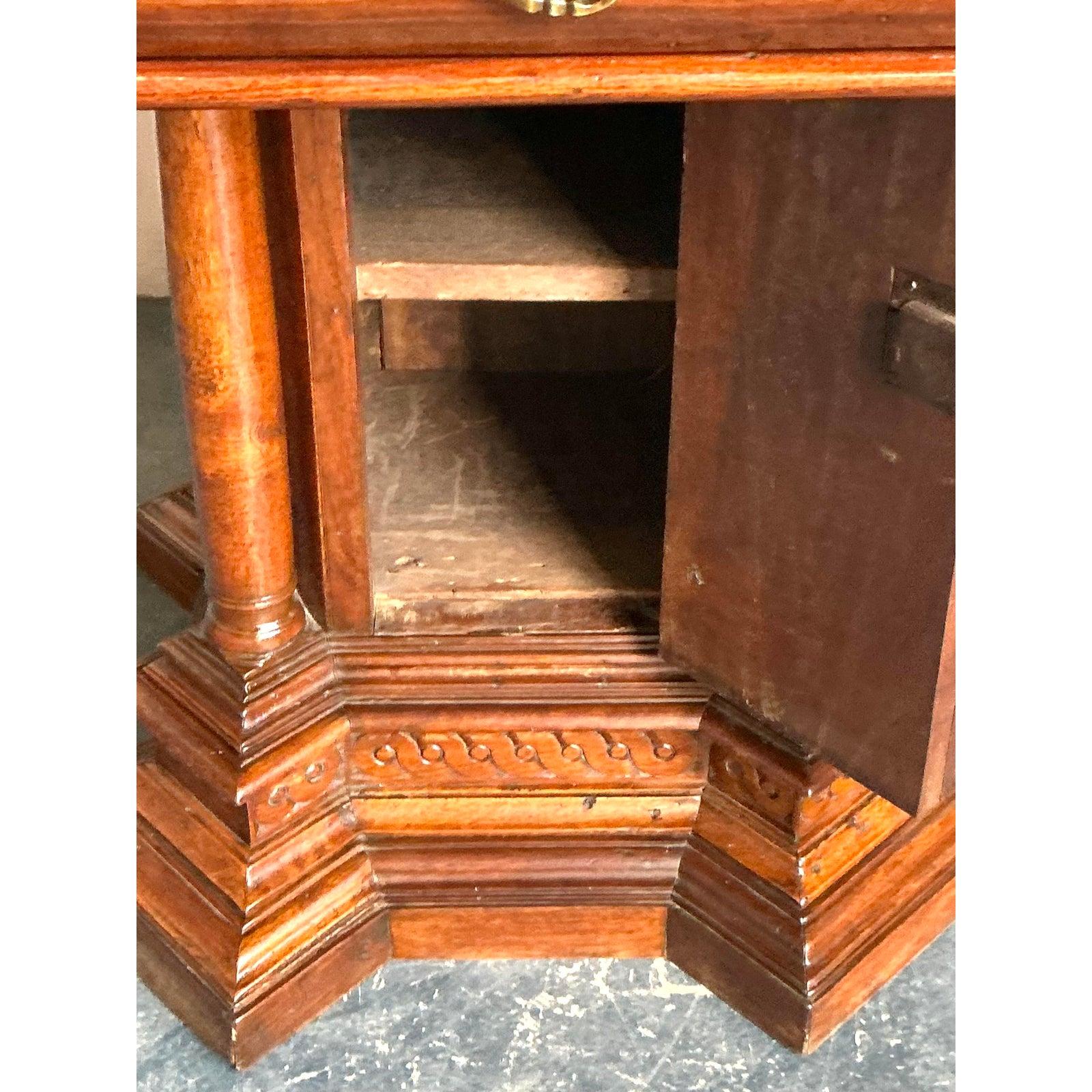 Vintage Boho 19th Century Carved Octagon Table For Sale 3