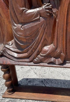 Vintage Boho 19th Century Carved Saints Floor Sculpture