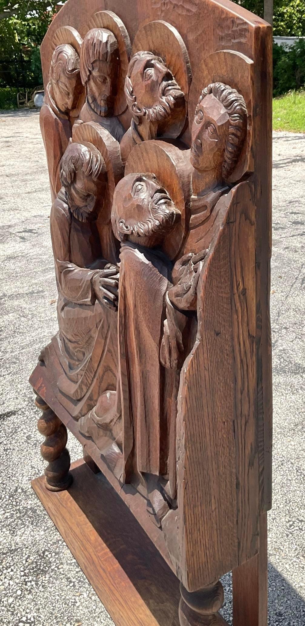 Legno Scultura da pavimento di santi intagliati del XIX secolo vintage Boho in vendita