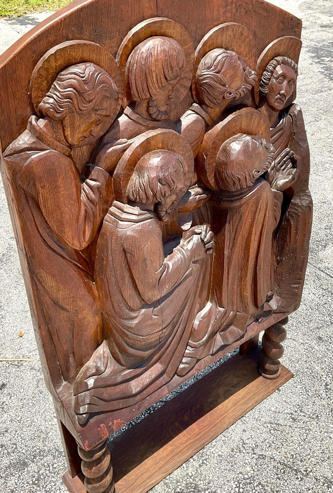 Scultura da pavimento di santi intagliati del XIX secolo vintage Boho in vendita 1