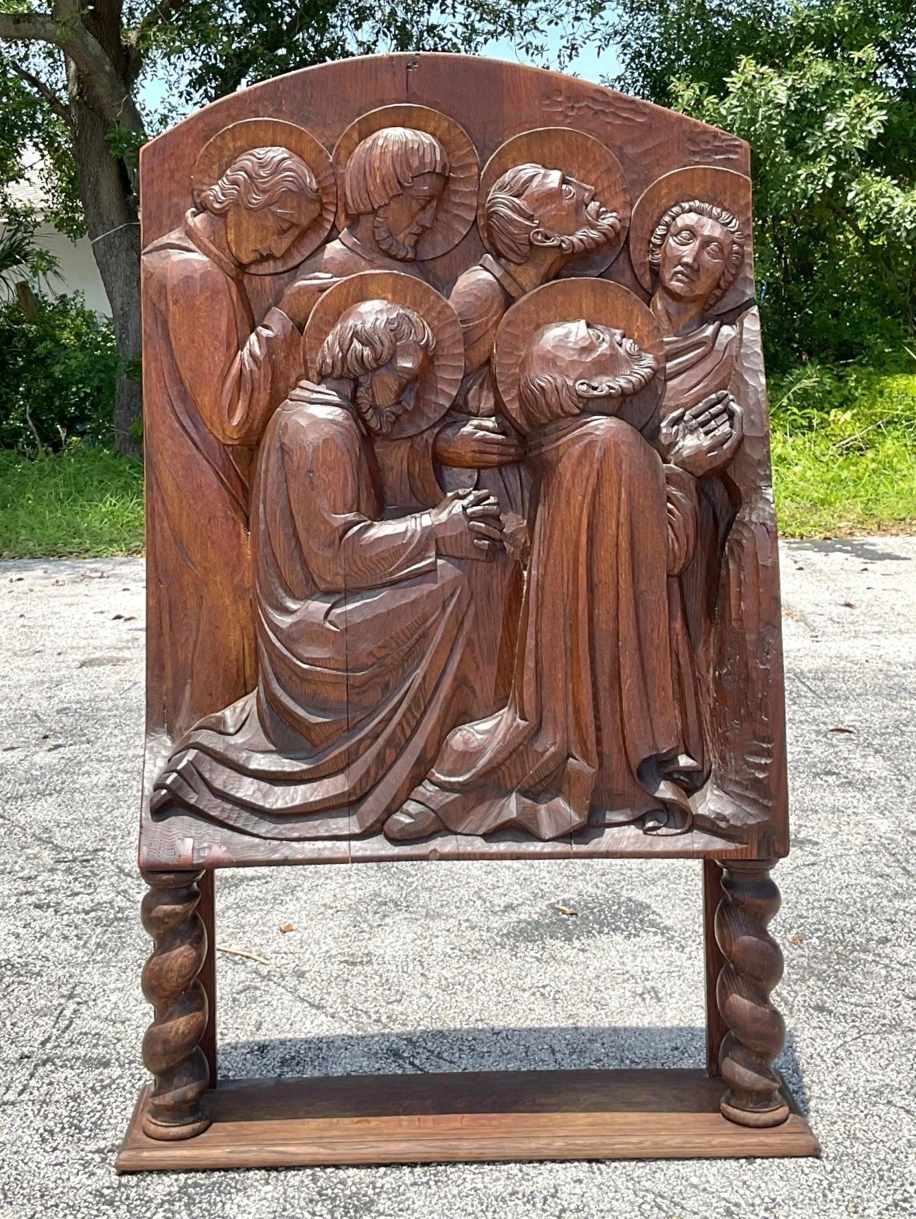 Scultura da pavimento di santi intagliati del XIX secolo vintage Boho in vendita 2