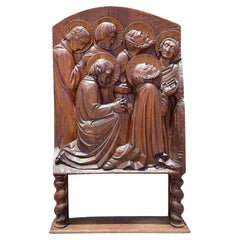 Antique Boho 19th Century Carved Saints Floor Sculpture