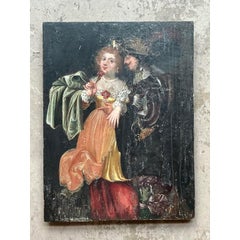 Vintage Boho 19th Century Figural on Board