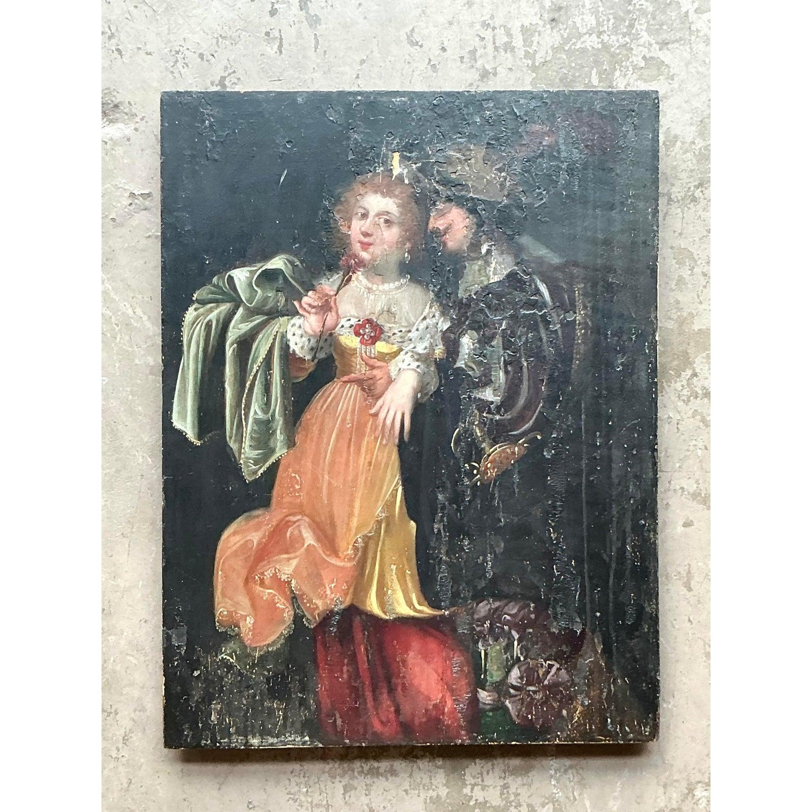 Vintage Boho 19. Jahrhundert Figural auf Brett (Hollywood Regency) im Angebot