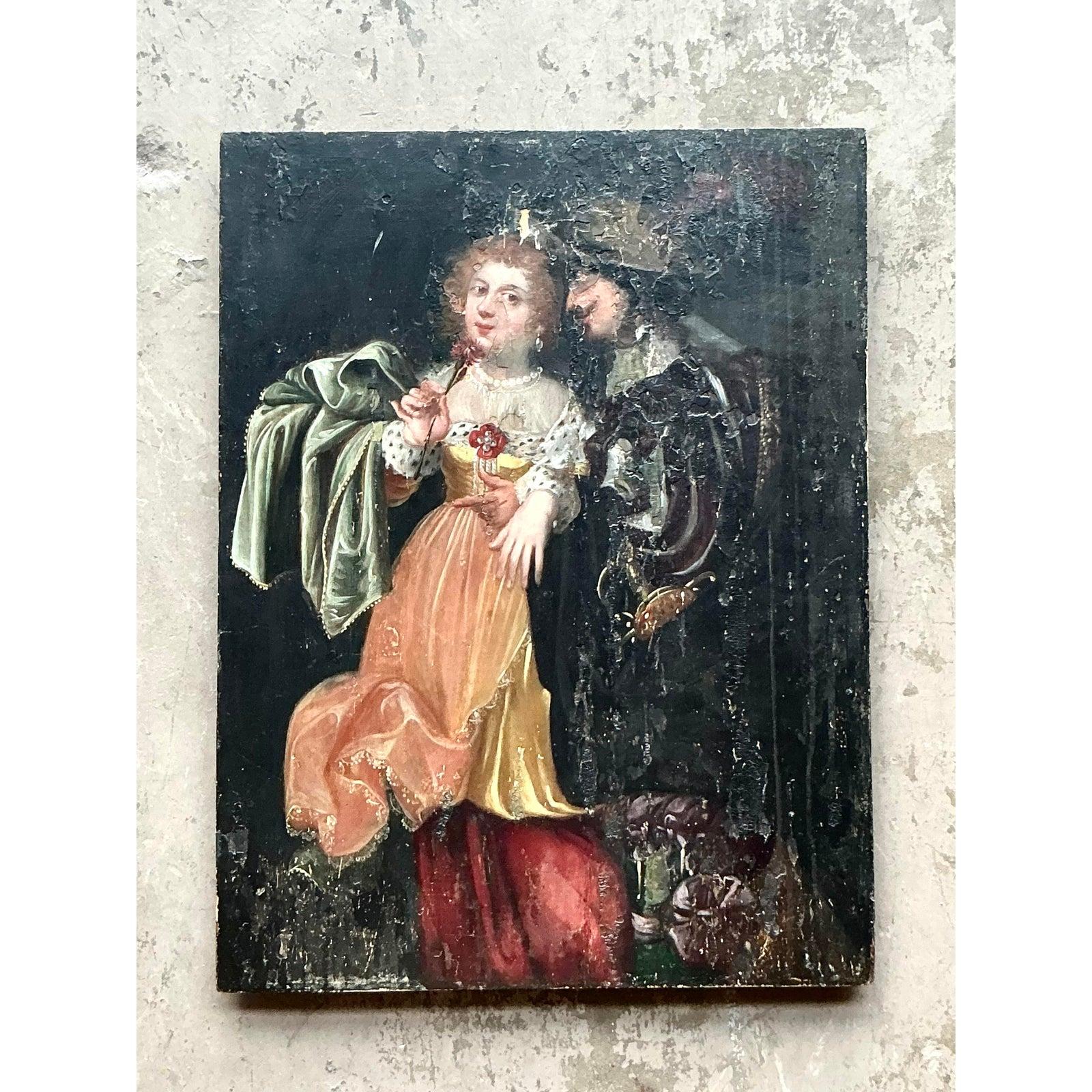 Vintage Boho 19. Jahrhundert Figural auf Brett im Zustand „Gut“ im Angebot in West Palm Beach, FL