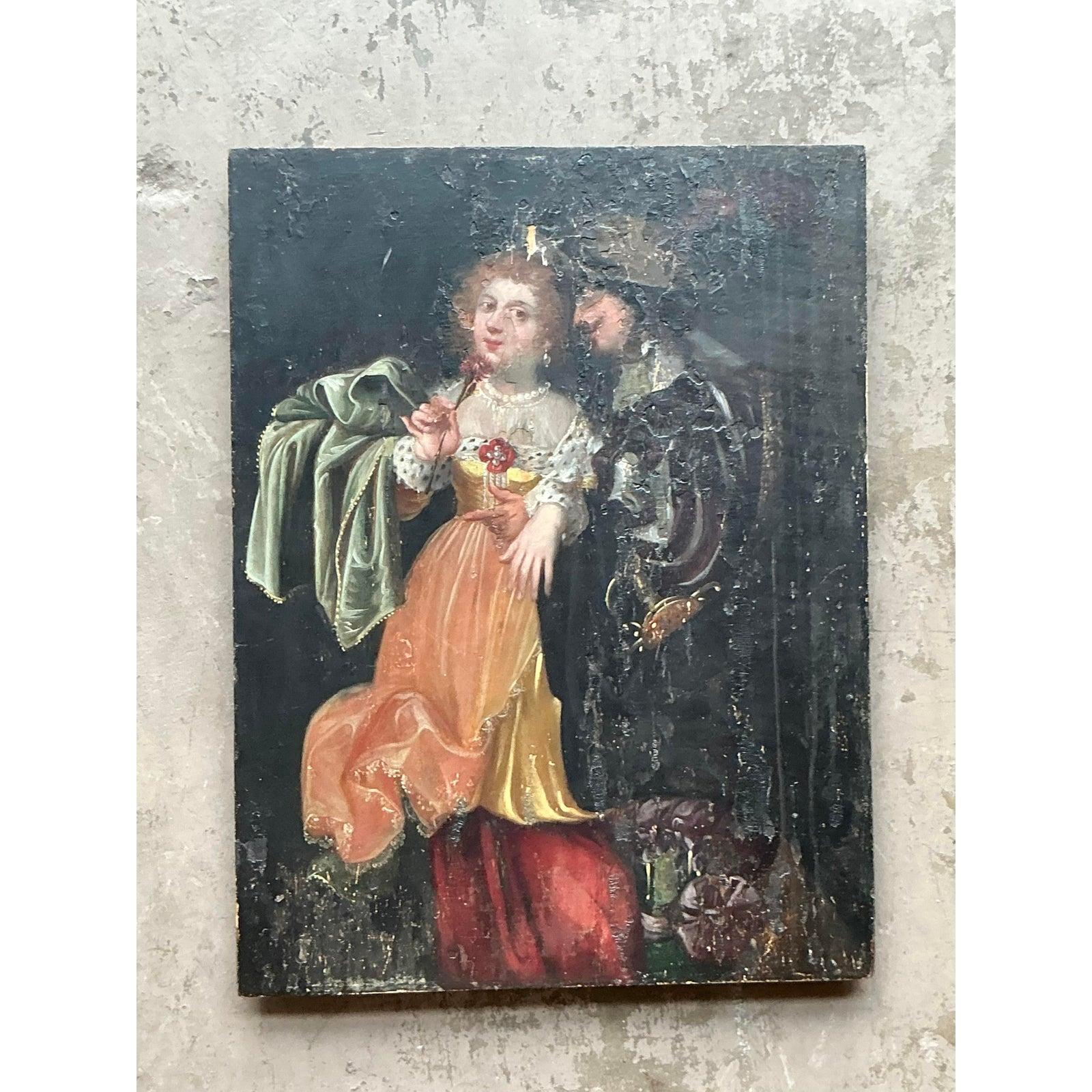 Vintage Boho 19. Jahrhundert Figural auf Brett (Holz) im Angebot