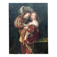 Vintage Boho 19th Century Figural on Board